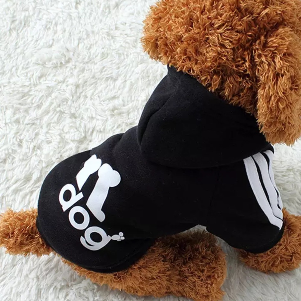 Dog hoodie sweater cat royal black fleece top stripe adidog print - Picture 1 of 1